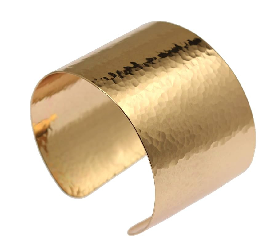 1 3/4 Inch Wide Hammered Bronze Cuff Bracelet | Amazon (US)