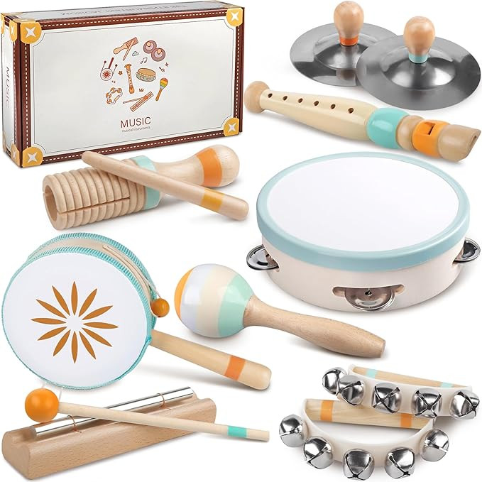 Baby Musical Instruments - Montessori Musical Toys for Toddlers 1-3, Wooden Percussion Instrument... | Amazon (US)