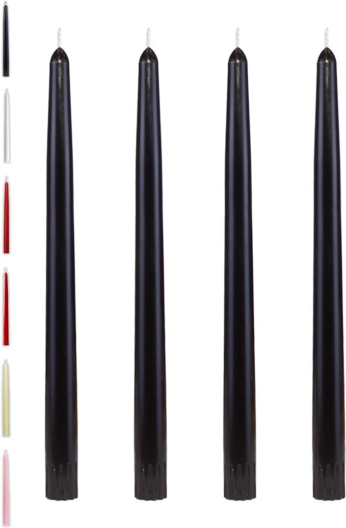 CandleNSent Taper Candles | Tapered Candlesticks - dripless 10 Inch Unscented | Black | 4 Pack | Amazon (US)