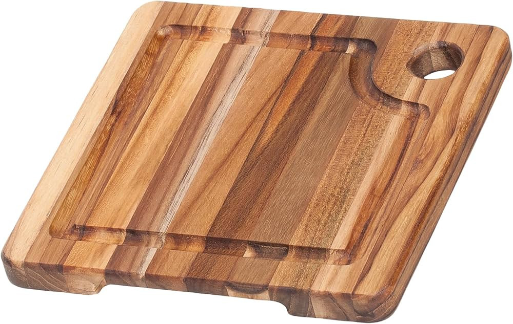 Teakhaus Marine Cutting Board with Juice Groove - Small Square Bar Cutting Board with Corner Hole... | Amazon (US)