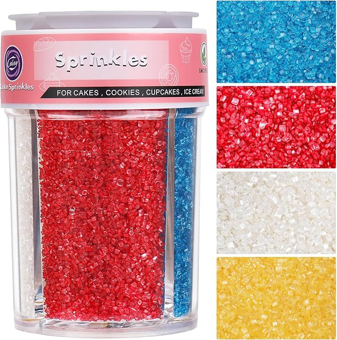 Red White and Blue Sprinkles Sanding Sugar for Cake Decorating, 8oz 4th of July Sprinkles 4 Color... | Amazon (US)