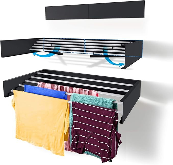Step Up Laundry Drying Rack, Wall Mounted, Retractable Clothes Drying Rack, 40lbs Capacity, 11.6 ... | Amazon (US)