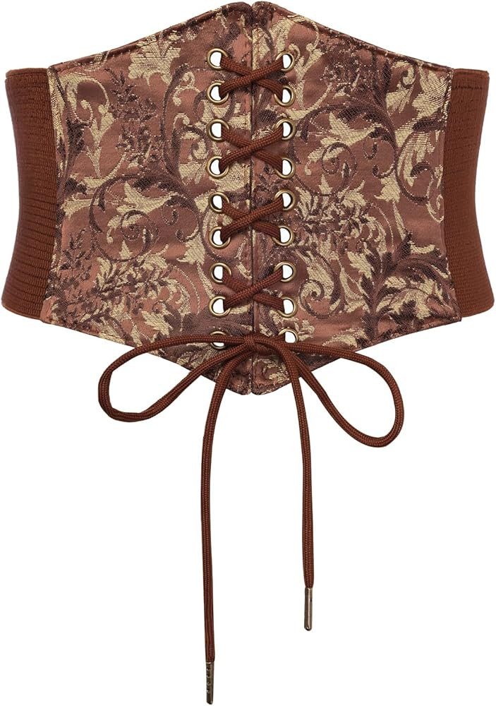 SCARLET DARKNESS Corset Belts for Women Lace-up Tied Waspie Waist Belt Renaissance Corset | Amazon (US)