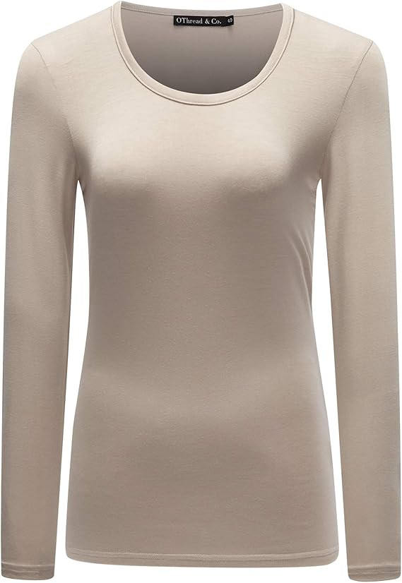 OThread & Co. Women's Long Sleeve T-Shirt Scoop Neck Basic Layer Stretchy Shirts | Amazon (US)