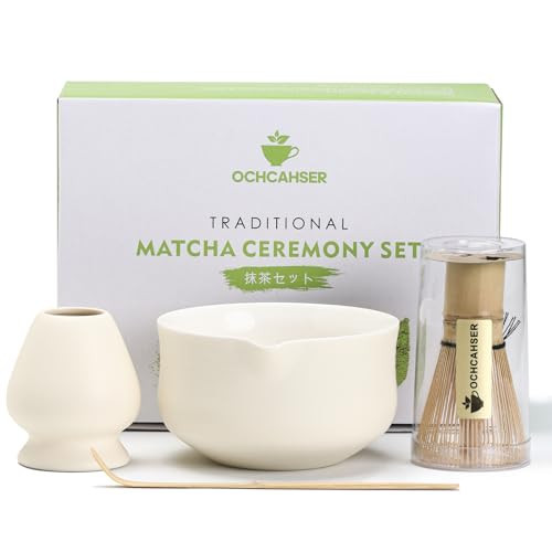 Ochcahser Matcha Set, Japanese Tea Set Includes Matcha Bowl with Spout, Matcha Whisk Holder (chasen), Bamboo Matcha Whisk and Bamboo Scoop, Ceramic Matcha Kit for Tea Lovers | Amazon (US)