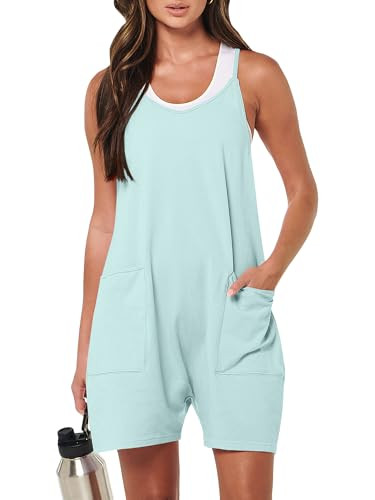 ANRABESS Womens Rompers Summer Casual Loose Sleeveless Overalls Spaghetti Strap Shorts Jumpsuit 2026 Beach Vacation Clothes Medium | Amazon (US)