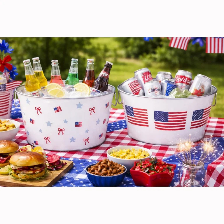 Large White Party Tub, Flag, Metal, 14.5 Inch, by Behrens | Walmart (US)