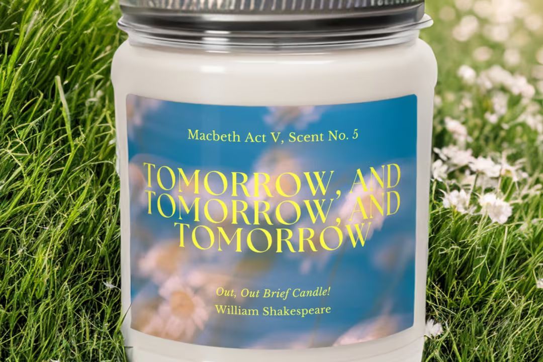 Shakespeare Scent No. 5 Clean Cotton Macbeth Tomorrow, and Tomorrow, and Tomorrow Scented Soy Can... | Etsy (US)