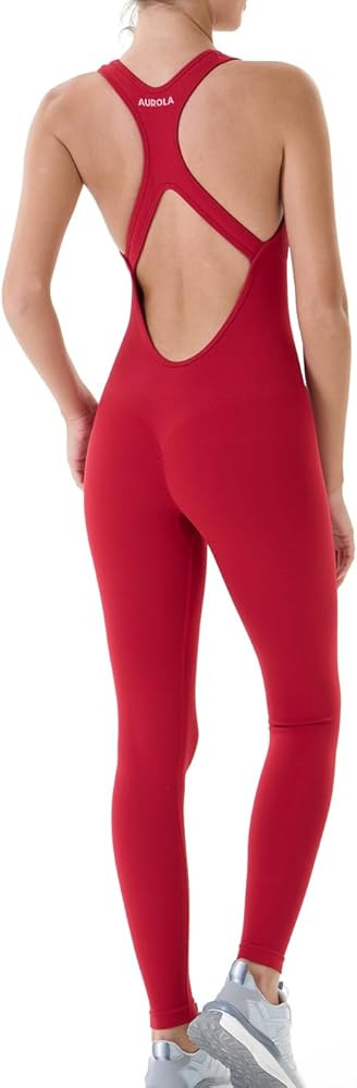 AUROLA Power Workout Jumpsuit for Women Yoga Gym Seamless One Piece Racerback Tummy Control Padde... | Amazon (US)