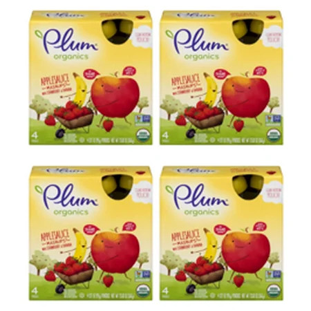 (4 Pack) Plum Organics Applesauce Mashups Strawberry & Banana, 3.17oz, 4-pack | Walmart (US)