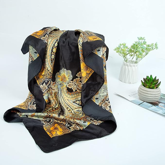 2 PCS Womens Satin Scarf Large Square Silk Feeling Head Hair Scarves Wraps for Sleeping 35 x 35 i... | Amazon (US)