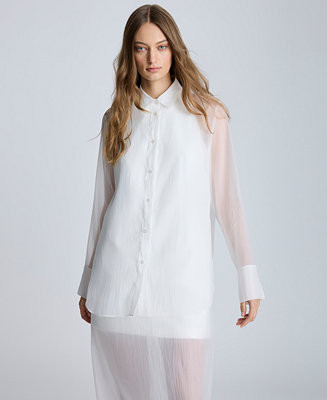 Kenneth Cole Women's Sheer Oversized Tunic Shirt - Macy's | Macy's
