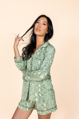 Sage Snake Long Sleeve & Short Pajama Set | In My Sundays