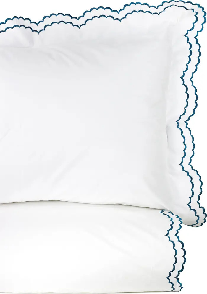 MELANGE HOME Scalloped Embroidered Cotton Duvet Set | Nordstromrack | Nordstrom Rack