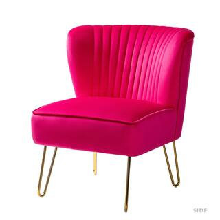 Alonzo Fushia Side Chair with Tufted Back | The Home Depot