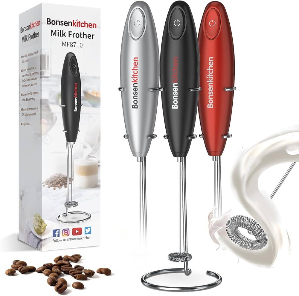 Bonsenkitchen Electric Milk Frother Handheld, Portable Whisk Milk Foam Maker with Stainless Steel... | Amazon (US)