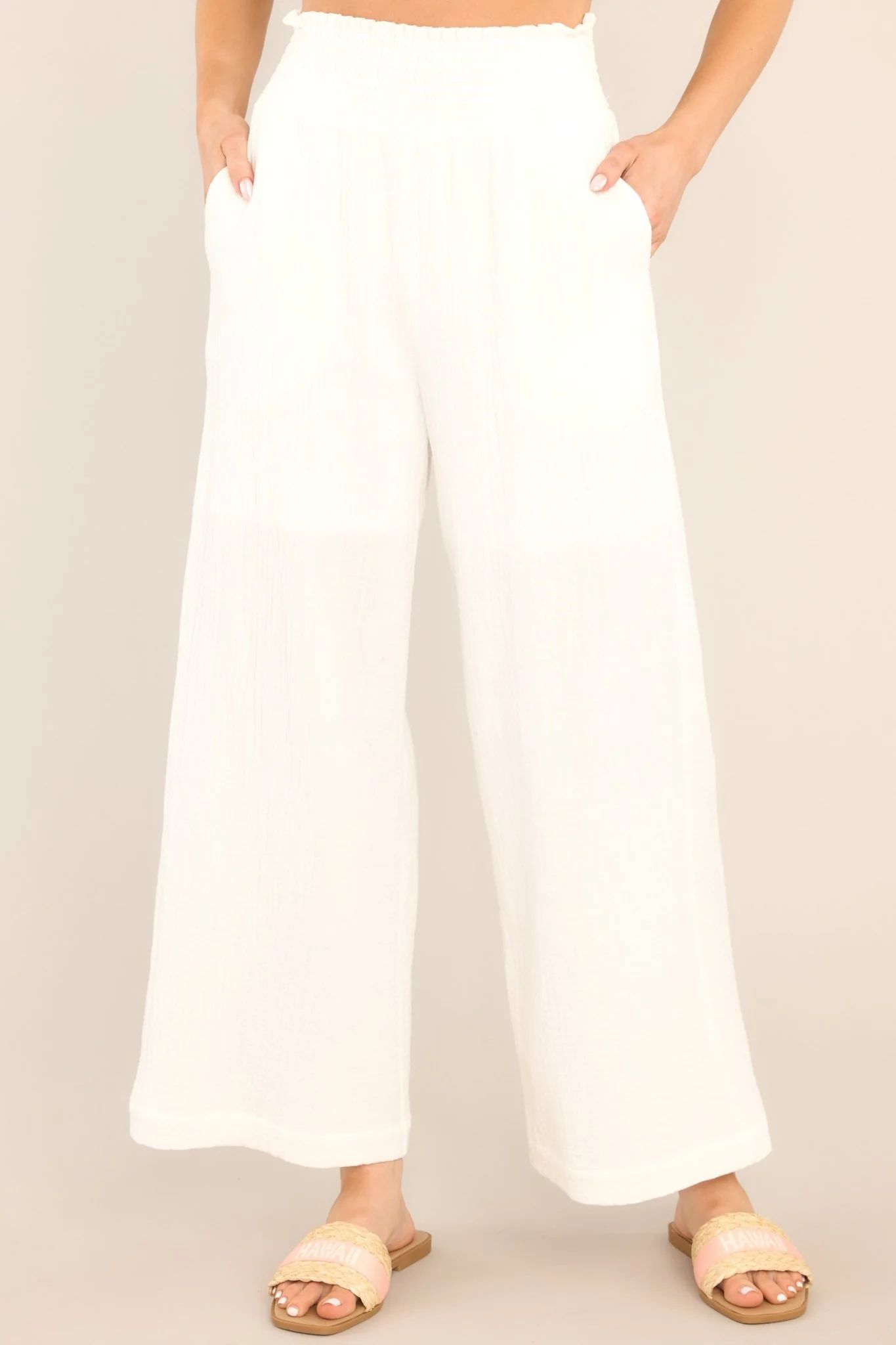 All Under Control Ivory Gauze Beach Pants | Red Dress