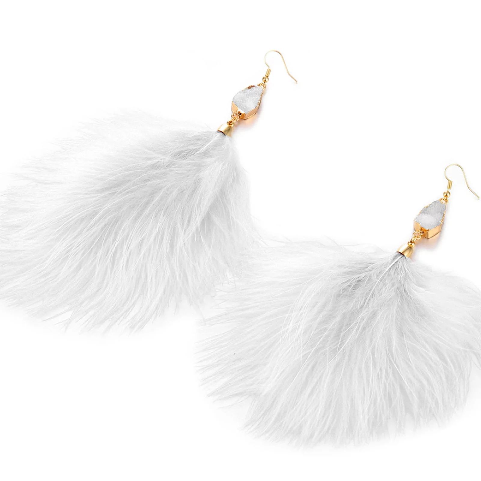 Realyc Dangle Earrings 1 Pair Dressing Up Ornament Chic Women Feather Long Dangle Hook Earrings | Walmart (US)