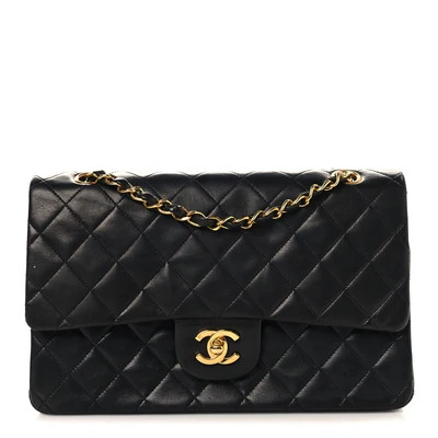 Lambskin Quilted Medium Double Flap Black | FASHIONPHILE (US)