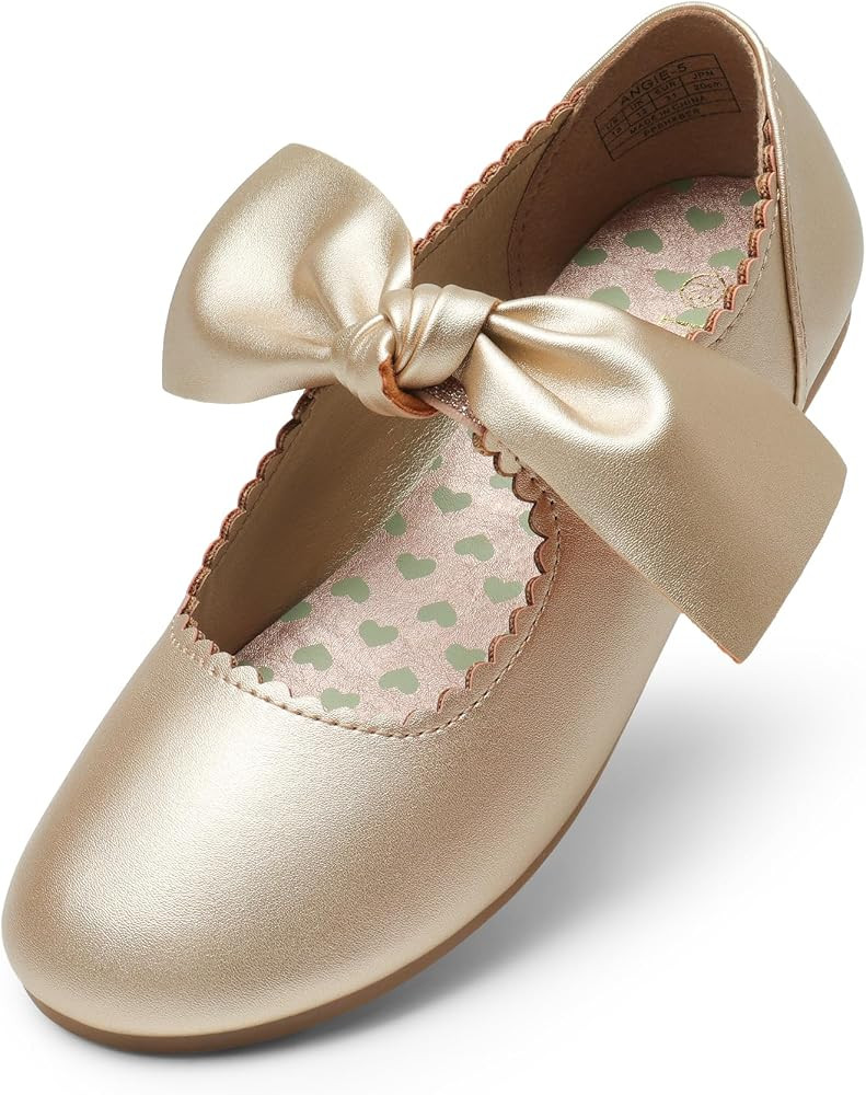 DREAM PAIRS Girls Ballerina Flats Mary Jane Front Bow Dress Shoes | Amazon (US)