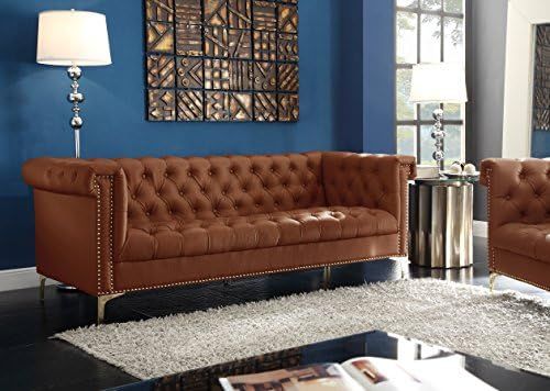 Iconic Home Winston PU Leather Modern Contemporary Button Tufted with Gold Nailhead Trim Goldtone... | Amazon (US)