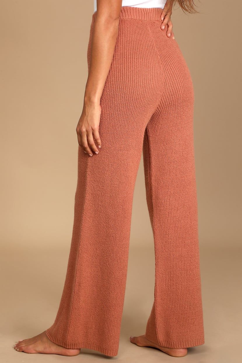 Known To Be Cozy Rusty Rose Wide-Leg Sweater Pants | Lulus (US)