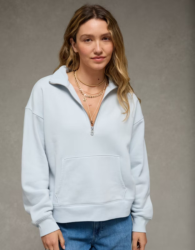 AE Everyday Luxe Quarter Zip Sweatshirt | American Eagle Outfitters (US & CA)