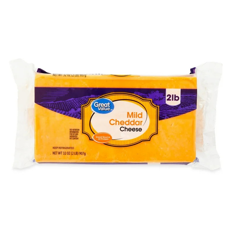 Great Value Mild Cheddar Block Cheese, 32 oz Chunk | Walmart (US)