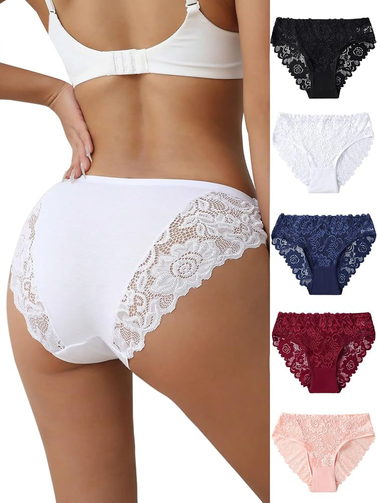 everyjoys Sexy Underwear Lace Panties for Women Bikini Underwear Hipster Underpants Lace Soft Bre... | Amazon (US)