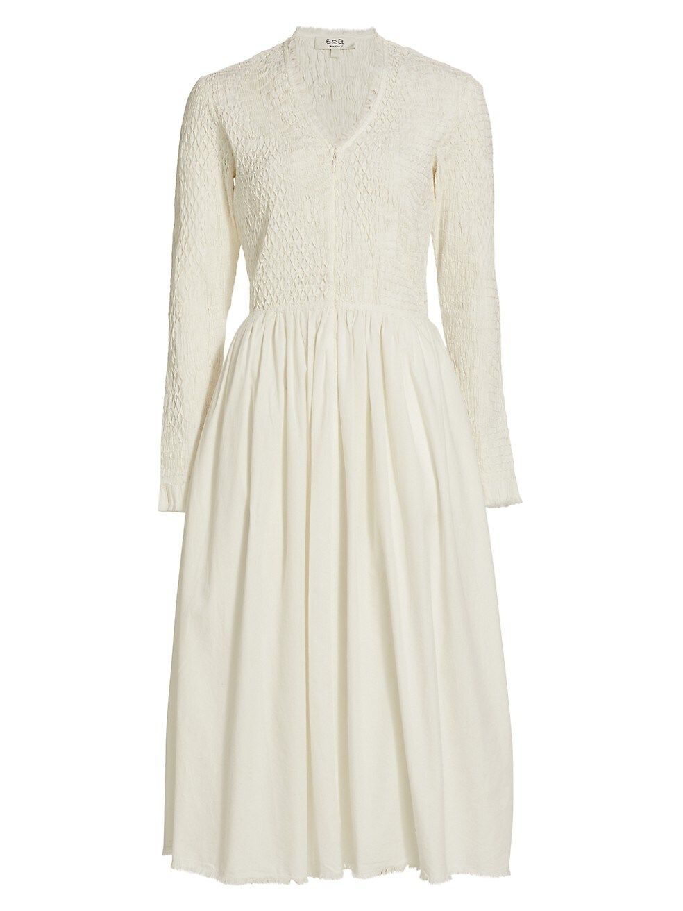 Casey Smocked Long-Sleeve Midi-Dress | Saks Fifth Avenue