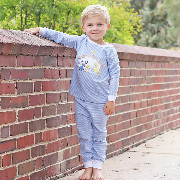 Nativity Blue Stripe Pajamas | Classic Whimsy