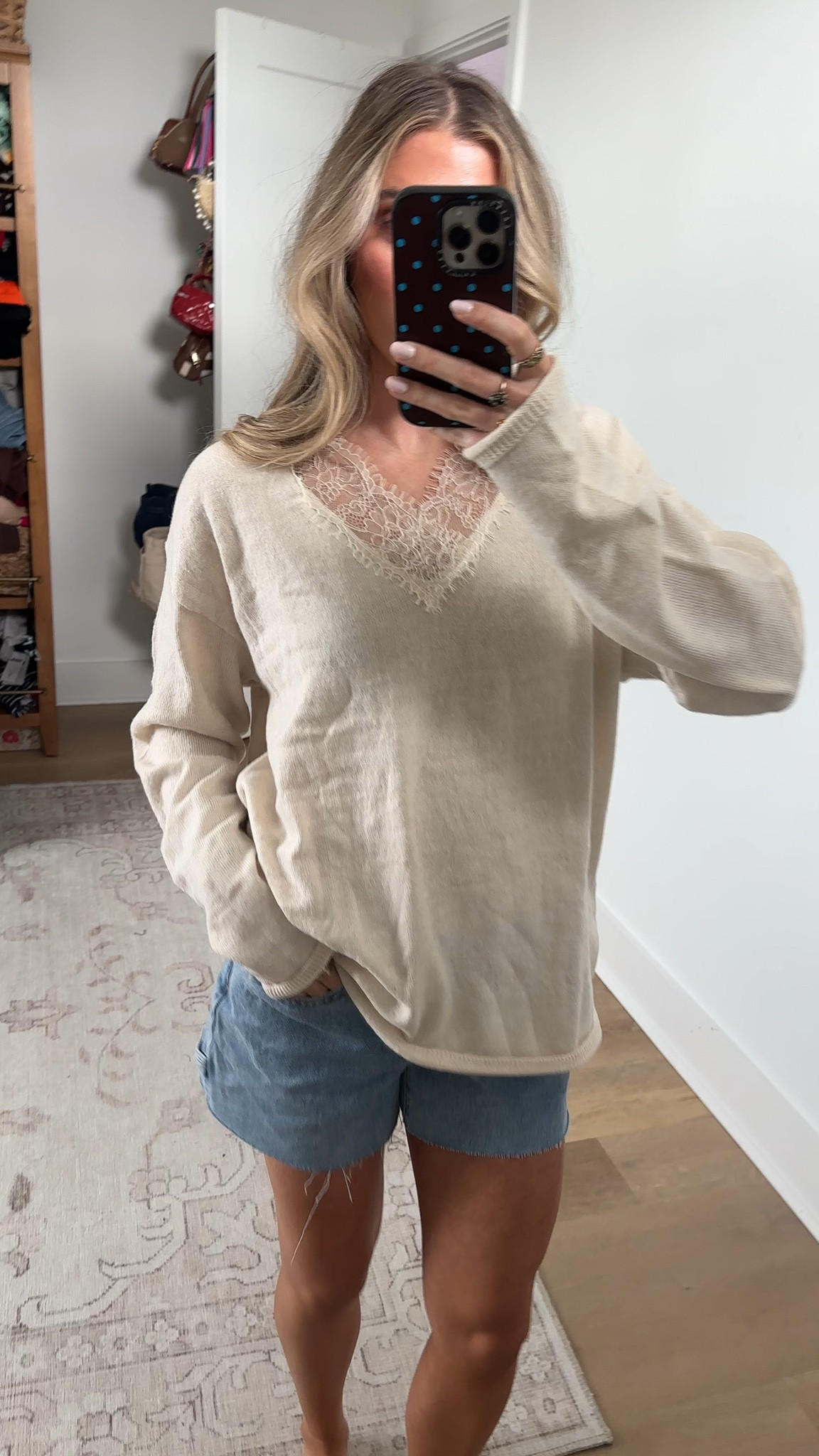 Amazon size small FindThy Women’s Lace Knit Sweater Trendy V Neck Long Sleeve Solid Color Loose Pullover Sweater Top

#LTKSeasonal #LTKSaleAlert #LTKootd