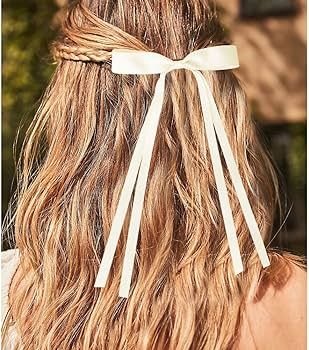 Bmobuo Hair Ribbon 6PCS, Long Soild Satin Hair Ribbon for Women Girls, Hair Bows for Women Ponyta... | Amazon (US)