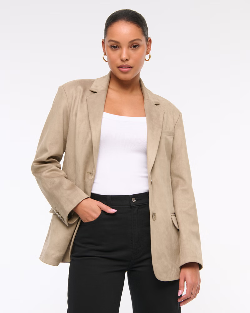 Vegan Suede Slouchy Blazer | Abercrombie & Fitch (US)