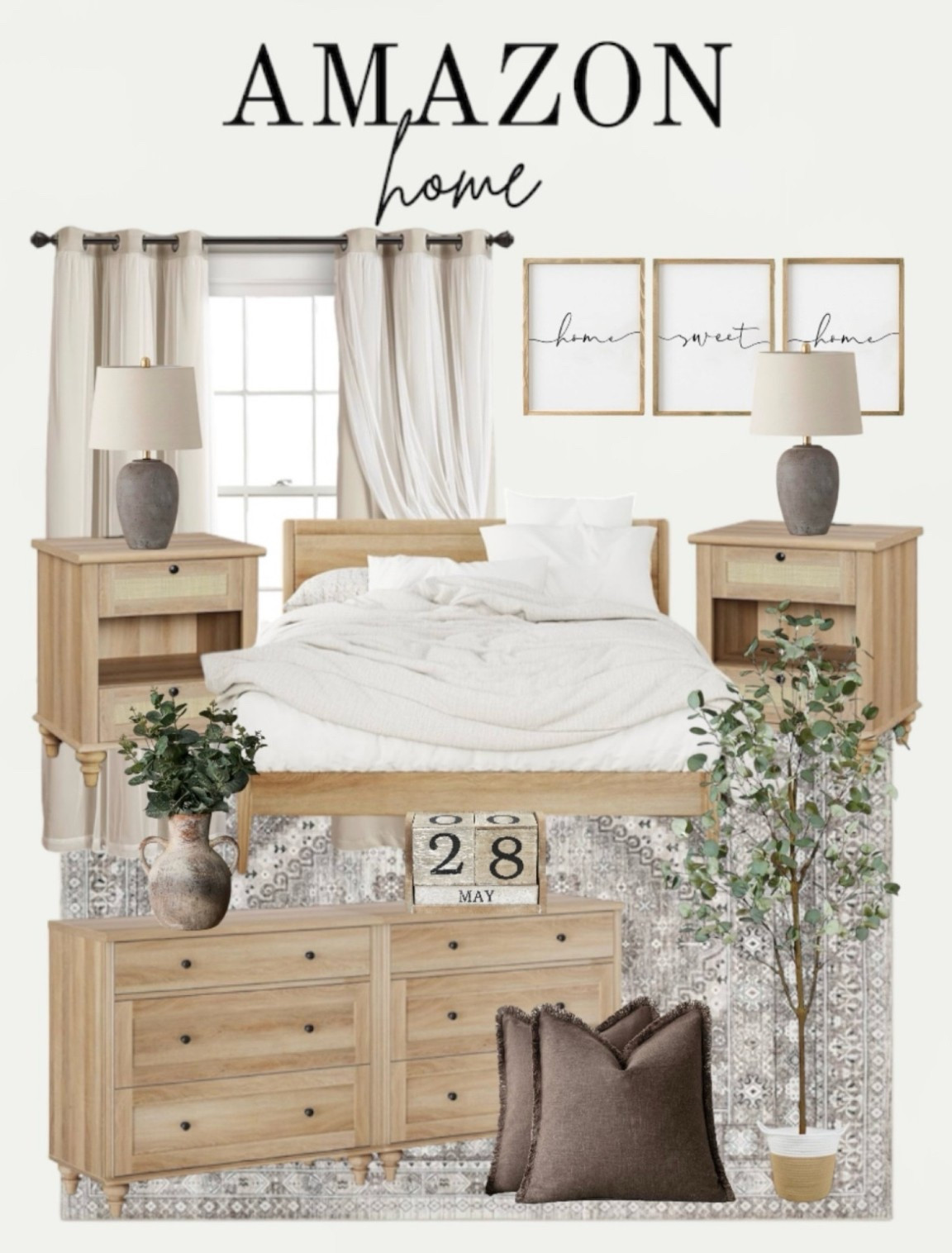 Amazon home finds - farmhouse bedroom 💕

Rustic bedroom, bedroom furniture, oak dresser, end tables,f aux tree, throw pillows, table decor, curtains, wall decor, table lamp 

#LTKHome #LTKStyleTip