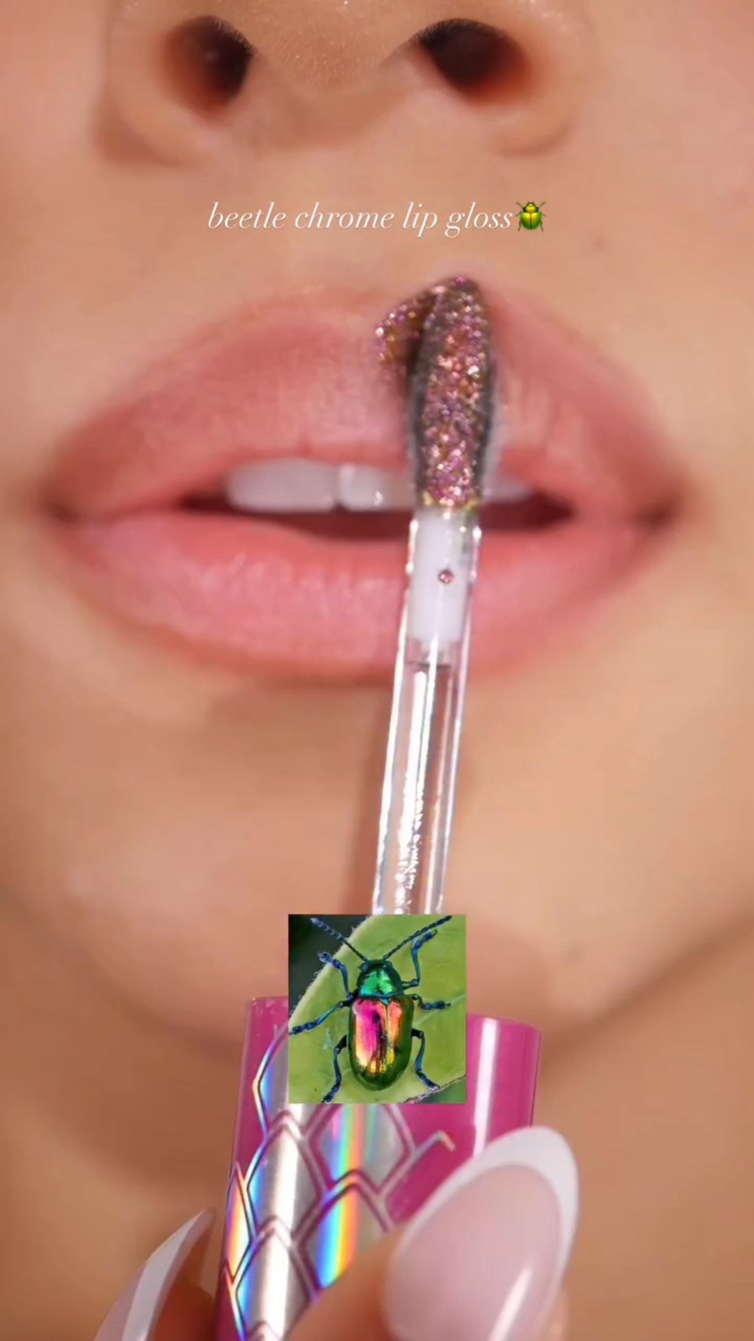 @wetnwildbeauty chameleon chrome lip foil in celestial dance is perfect for this spooky season!🪲🧙‍♀️🕷️ #halloweenmakeup #duochromelipgloss #halloweenlipgloss