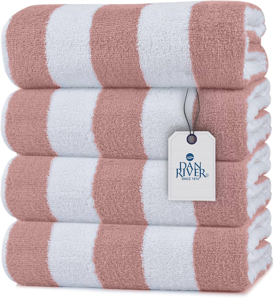 DAN RIVER Premium Stripe Cabana Bath Towels Pack of 4 \u2013 30 by 60 Inches \u2013 Oversized Tow... | Amazon (US)