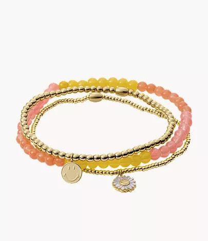 Fossil x Smiley&reg; Multicolor Glass Beads and Mother-of-Pearl Stack Bracelet | Fossil (US)