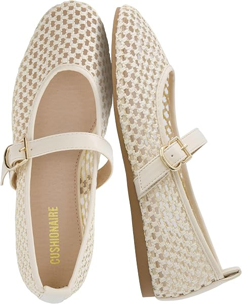 CUSHIONAIRE Gracie Mesh Mary Jane Flats for Women, Breathable Ballet Flats with Adjustable Buckle... | Amazon (US)