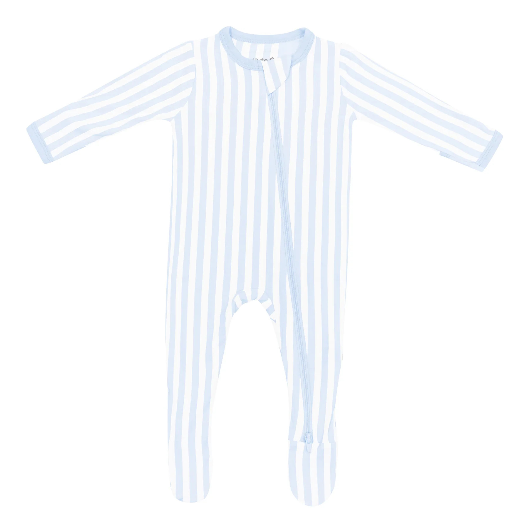Zippered Footie in Small Mist Stripe | Kyte Baby