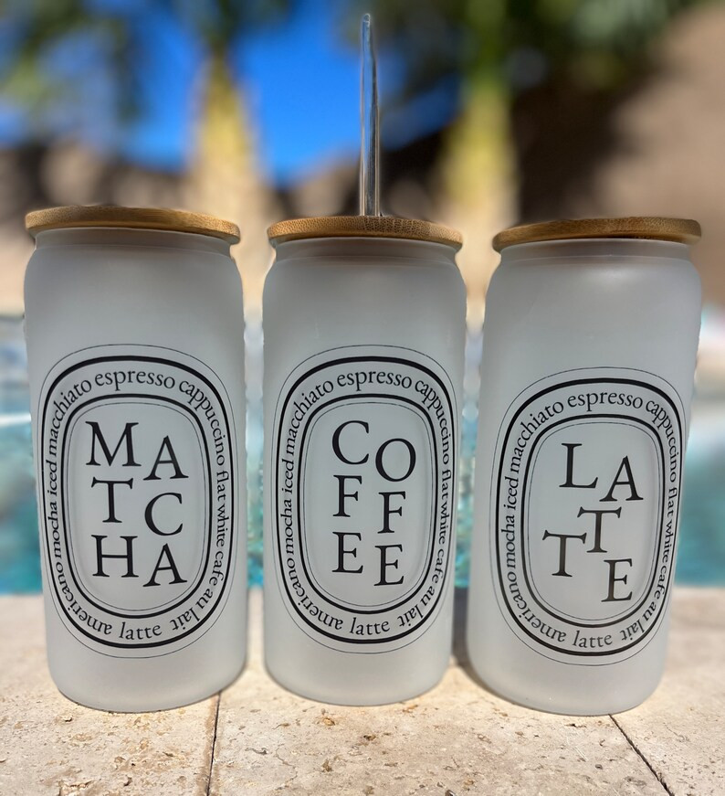 Diptyque inspired coffee glass tumbler coffee cup latte glass tumbler matcha coffee cup diptyque ... | Etsy (US)