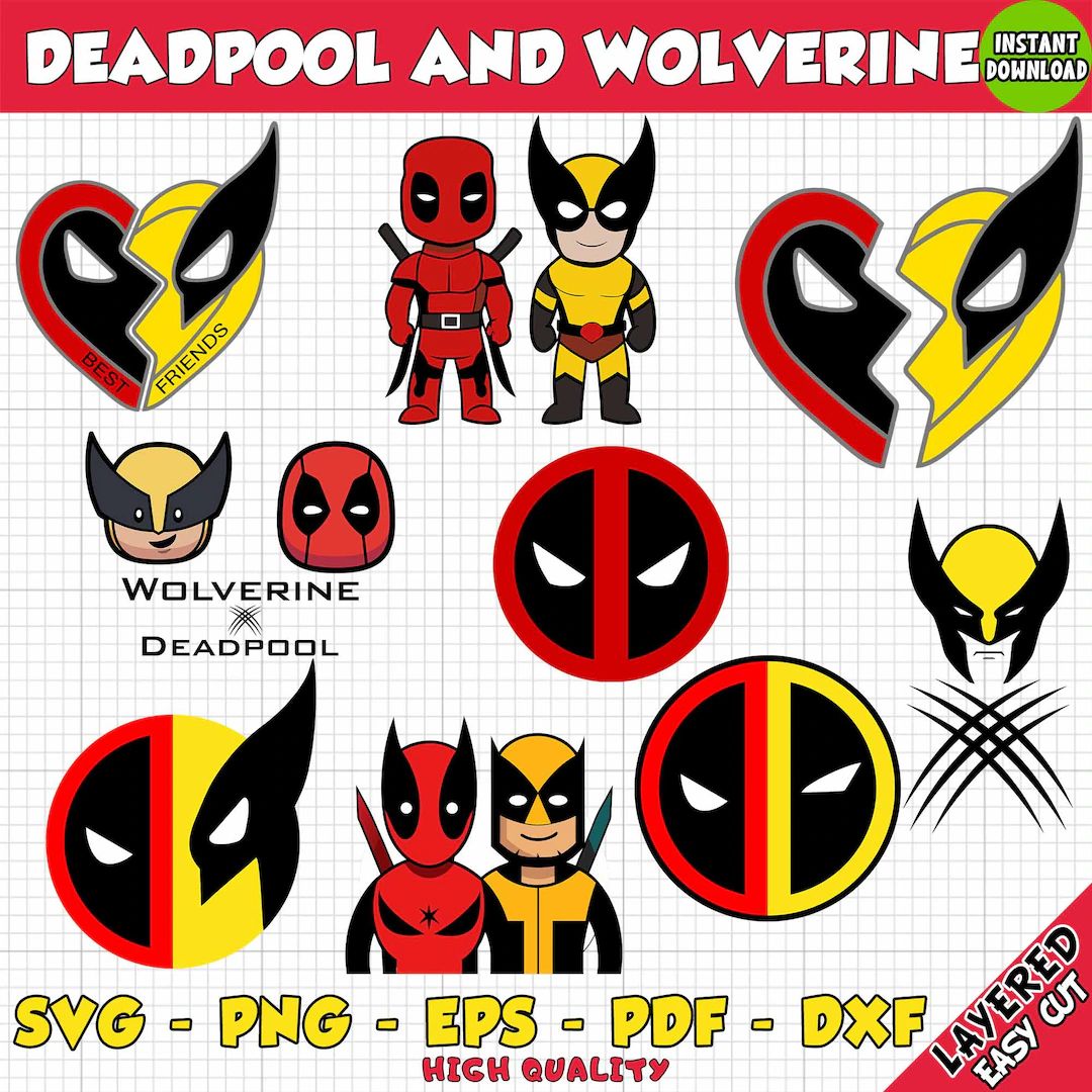 Deadpool and Wolverine Svg Bundle Wolverine Cut File Svg, Wolverine Svg, Clipart Superhero Cut Fi... | Etsy (US)