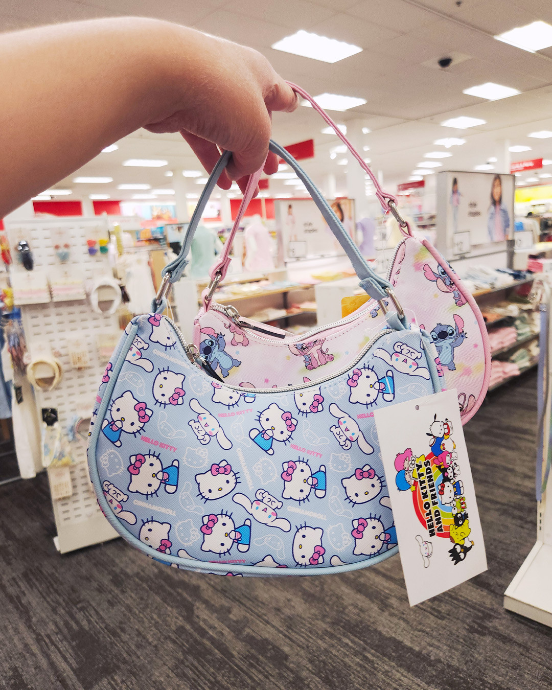 Cutest new bags spotted at Target ✨ Sanrio Hello Kitty blue bag and Stich pink bag available!
 #targetlove #targetfinds #hellokitty #stitch 

 #LTKTravel #LTKKids