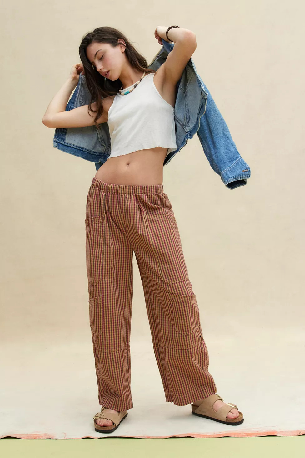 BDG Charlie Gingham Low-Rise Wide-Leg Pant | Urban Outfitters (US and RoW)