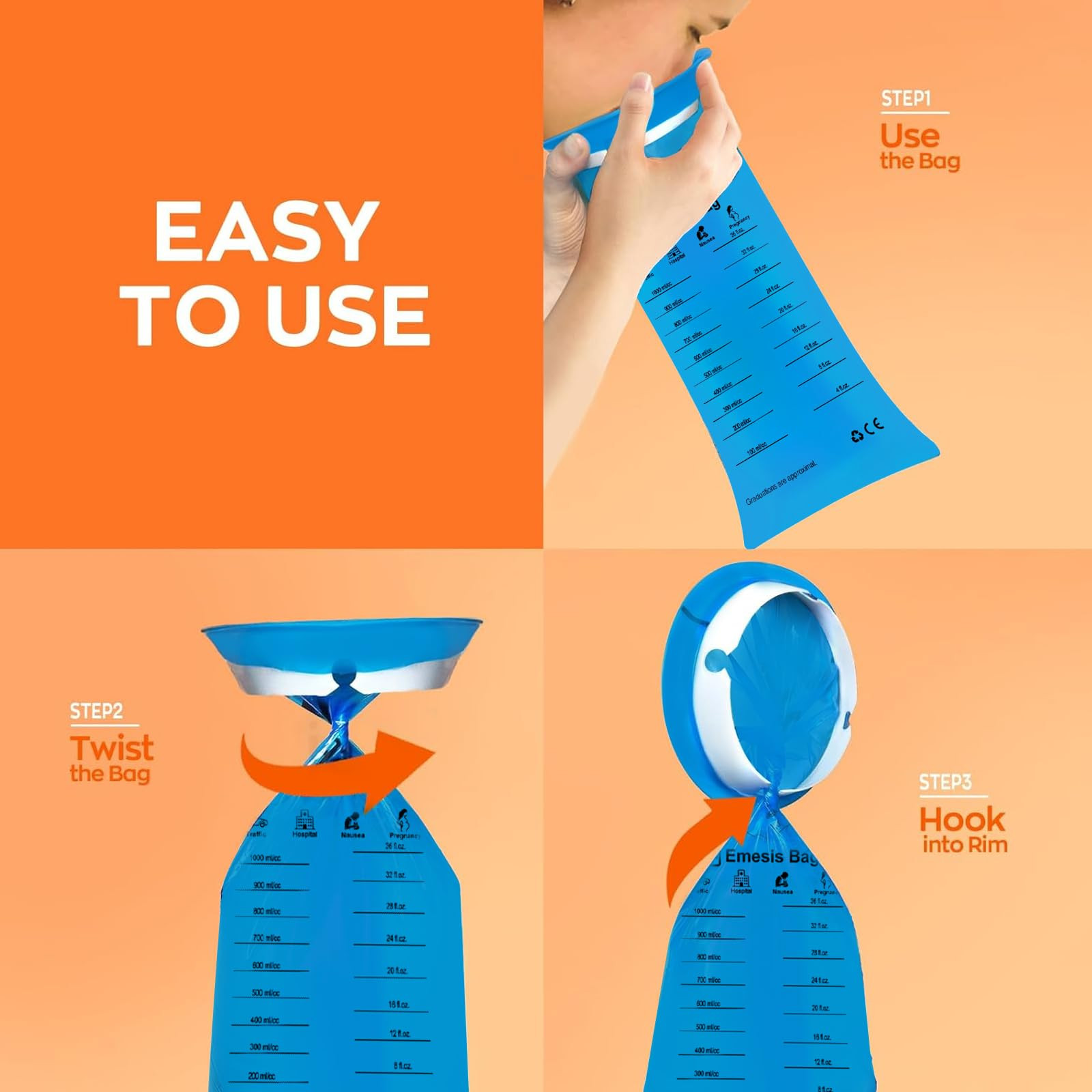 Hion Vomit Bags Disposable – 35 Pack 1000ml Emesis Bags – Leak Resistant, Medical Grade, Port... | Amazon (US)