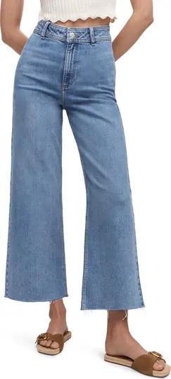 MANGO High Waist Raw Hem Wide Leg Jeans | Nordstrom | Nordstrom