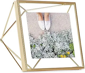 Umbra Prisma 4x4 Picture Frame for Desktop or Wall, Holds One, 4 by 4-Inch, Brass | Amazon (US)