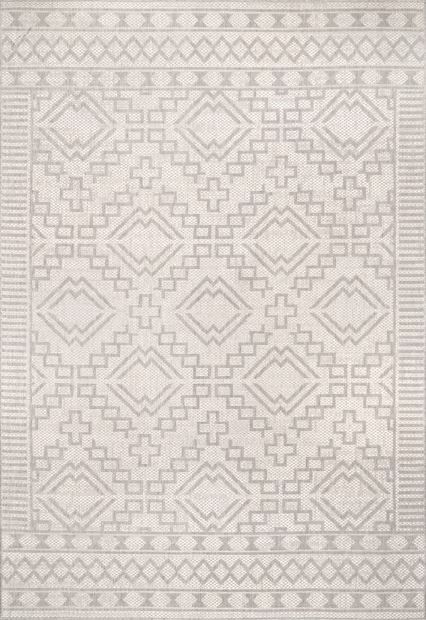 Gray Moroccan Diamond Indoor/Outdoor 5' x 8' Area Rug | Rugs USA