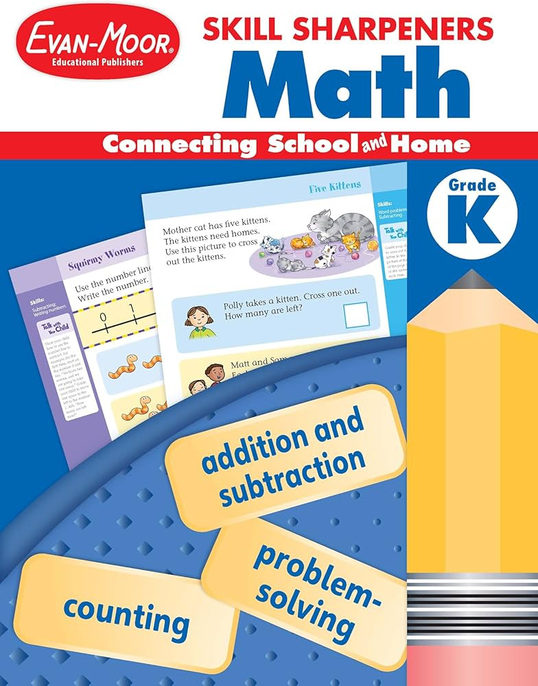 Evan-Moor Skill Sharpeners Math Workbook, Kindergarten, Addition, Subtraction, Numbers, Geometric... | Amazon (US)