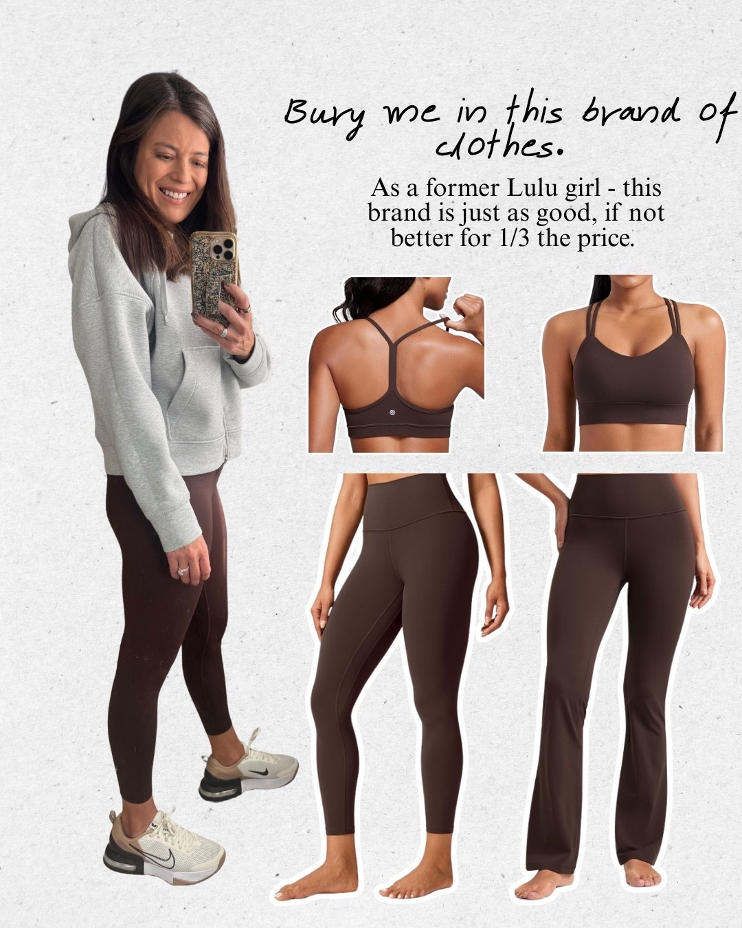 Favorite affordable Athleisure brand on Amazon. 1/3 of the price as Lulu and JUST as good. I size down one in the leggings. 

#LTKActive #LTKmomlife